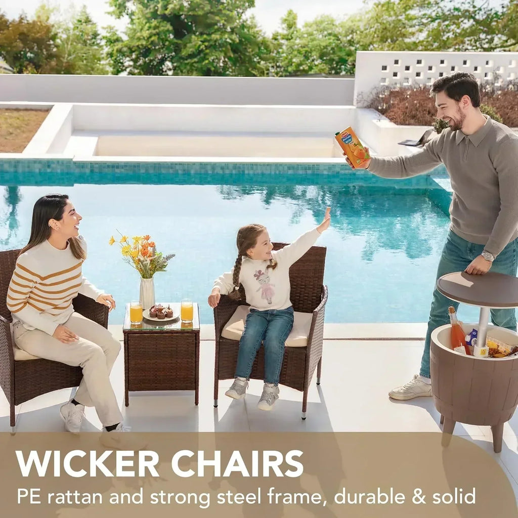Devoko Patio Porch Furniture Sets 3 Pieces PE Rattan Wicker Chairs Outdoor Garden Furniture Sets wourant