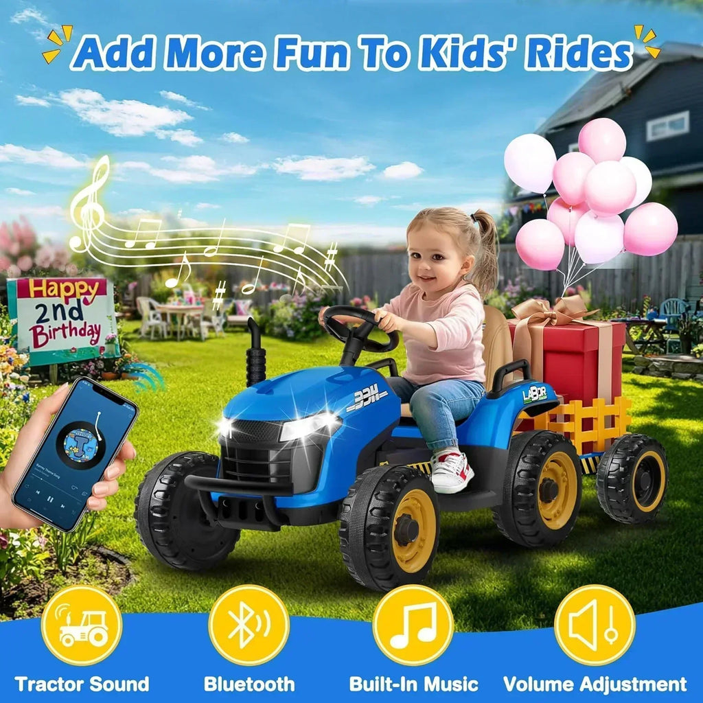 24V Ride On Tractor Tiltable Detachable Trailer 2x65W Motors EVA Tires Remote Control wourant