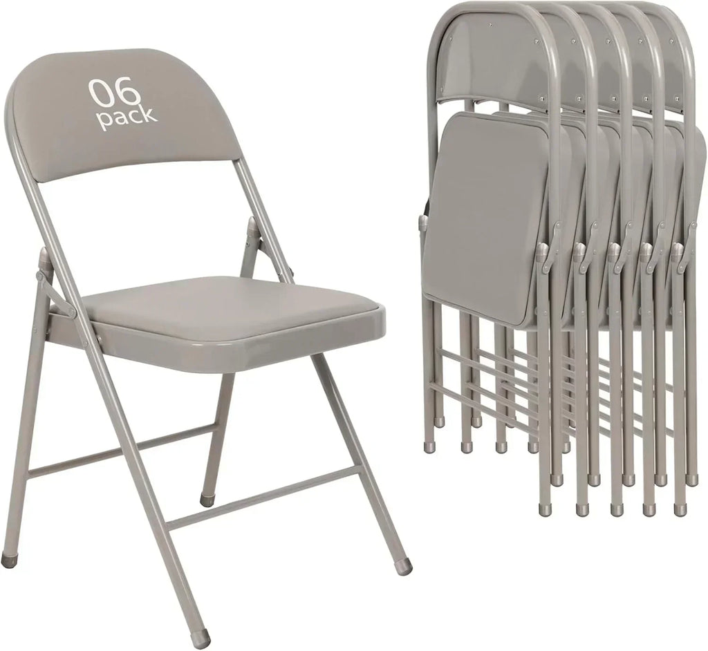 6 Pack Black Folding Chairs with Leather Chairs Events Office Wedding Party Upholstered Chairs wourant