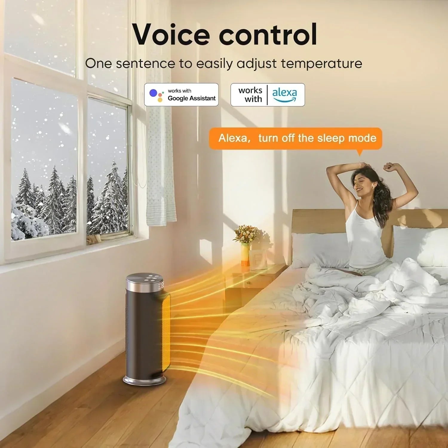 1500W Indoor Space Heater Smart PTC Electric Heater with Wifi App and Remote Control Overheat wourant