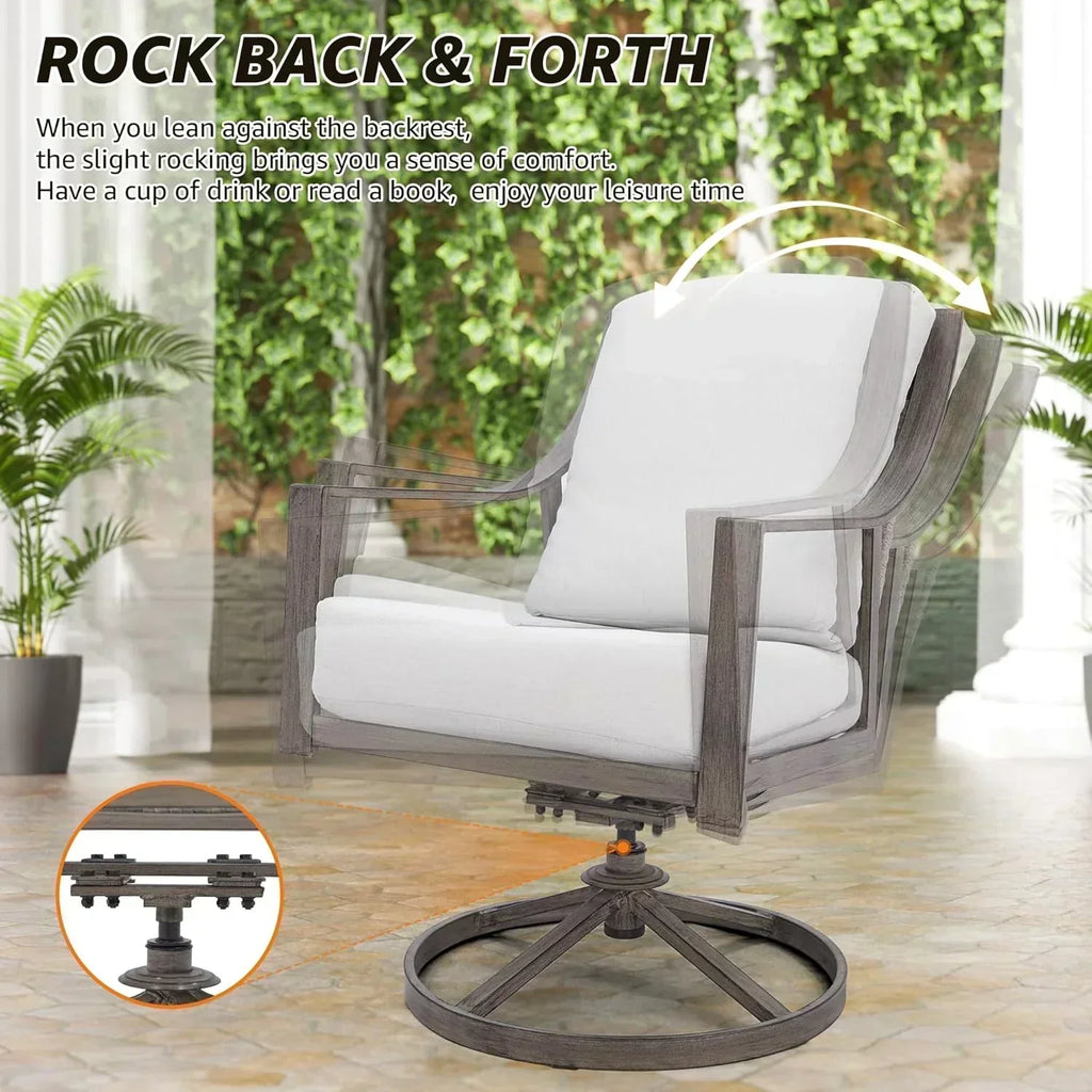 NATURAL EXPRESSIONS 5-Piece Outdoor Patio Dining Set 4pcs Patio Swivel Rocking Chairs wourant