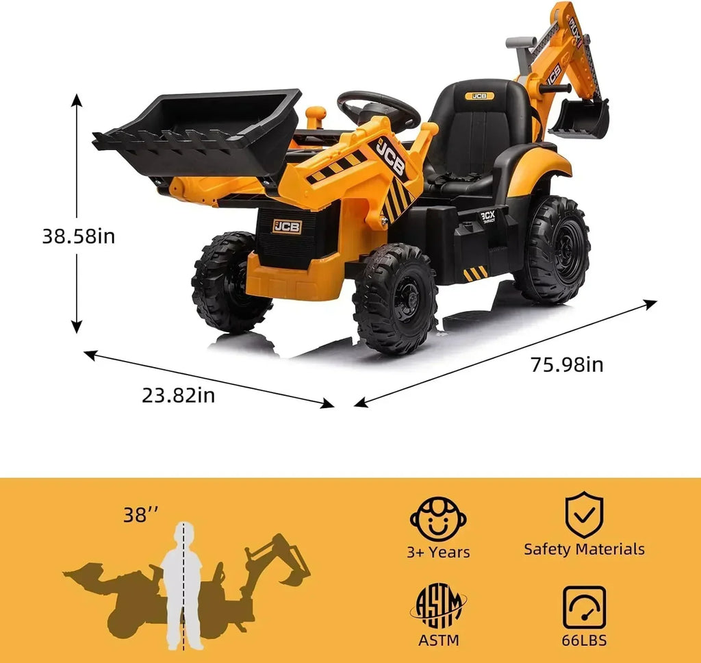 12V JCB Ride On Excavator Ride on Toys for Kids 4-8 Electric Car for Kids with Tractor wourant