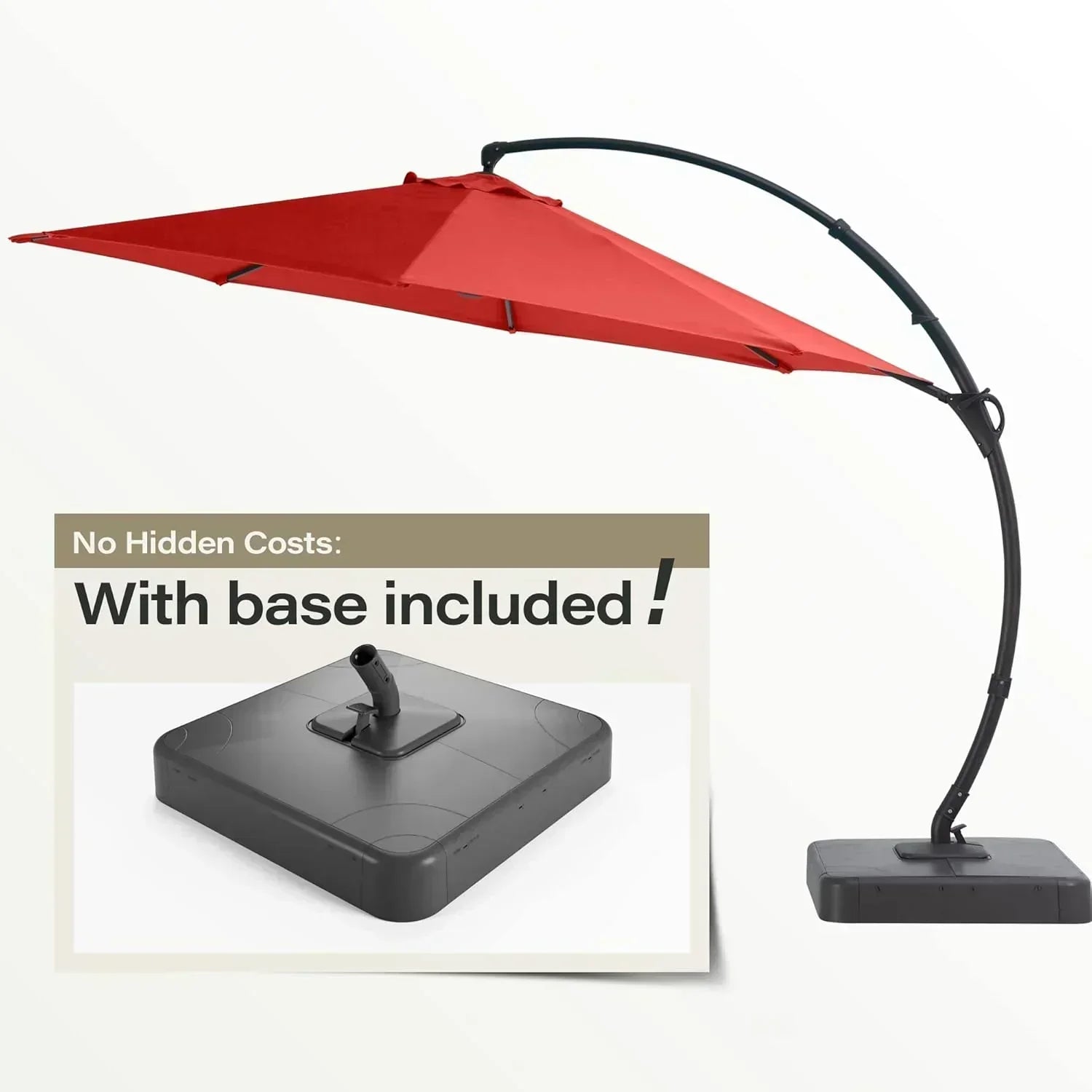 LAUSAINT HOME Outdoor Patio Umbrella with Base included 11 FT Deluxe Curvy Cantilever Umbrella wourant