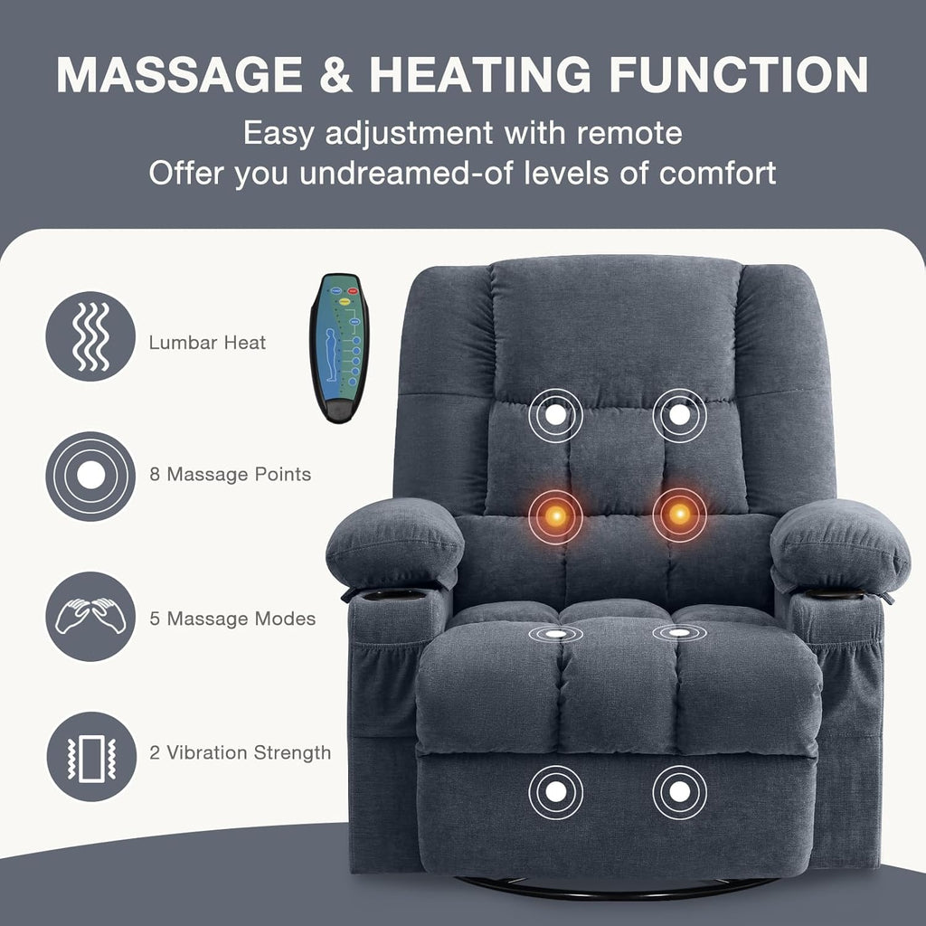 Massage rotating rocking lounge chair with vibration massage and calorie metering functions wourant