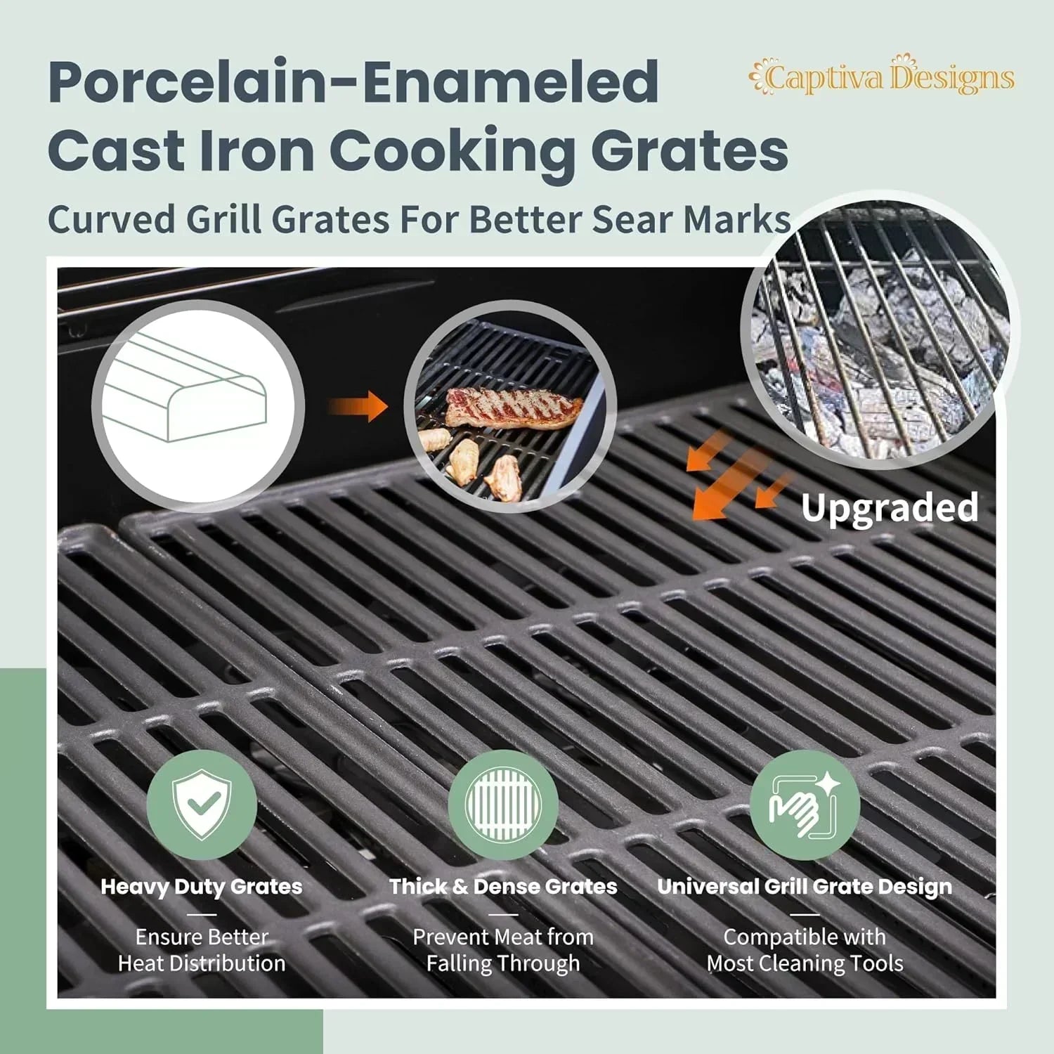 Captiva Designs 4-Burner Propane Gas BBQ Grill Side Burner Porcelain-Enameled Cast Iron Grates wourant