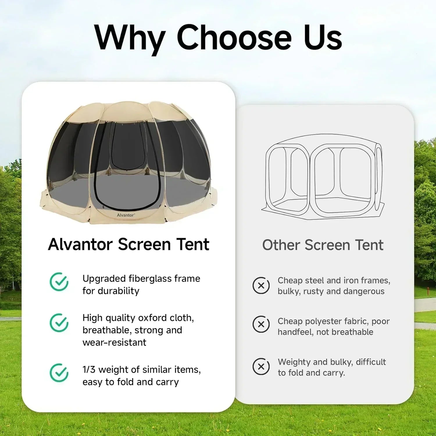 Screen gazebo sleeps 6-10-15 people Igloo-style canopy tent mosquito net on the sides Perfect wourant