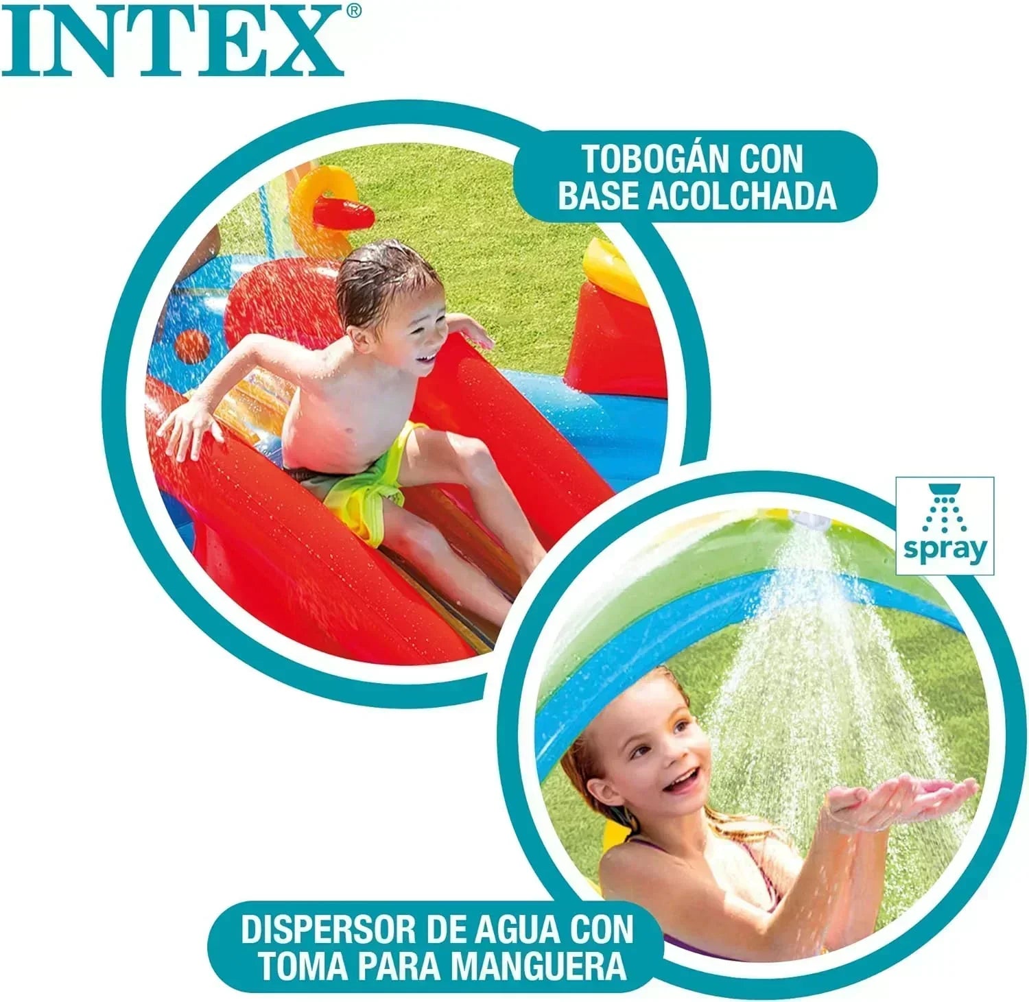 Intex 96" x 78" x 28" Inflatable Jungle Adventure Play Center Spray Kiddie Pool Water Slide wourant