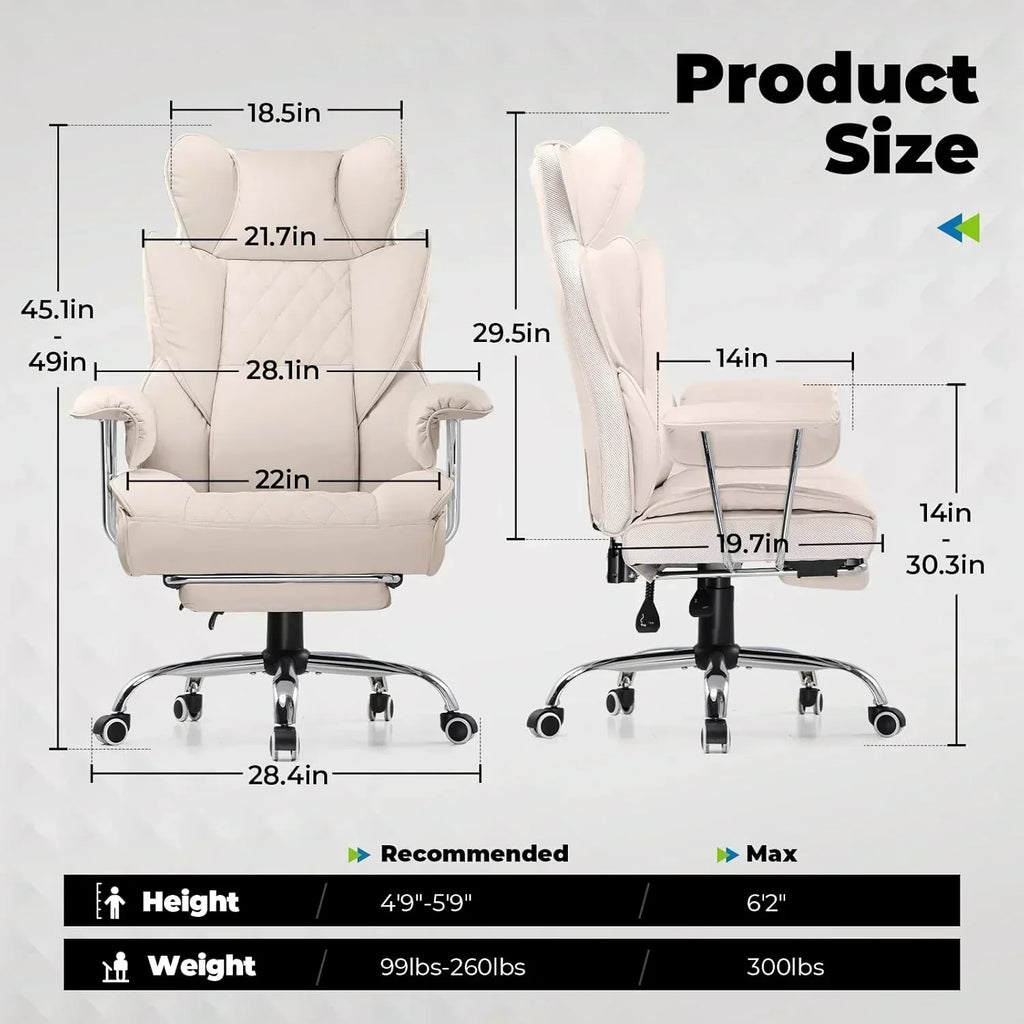 Large high back office chair high back leather gaming chair with footrest wourant