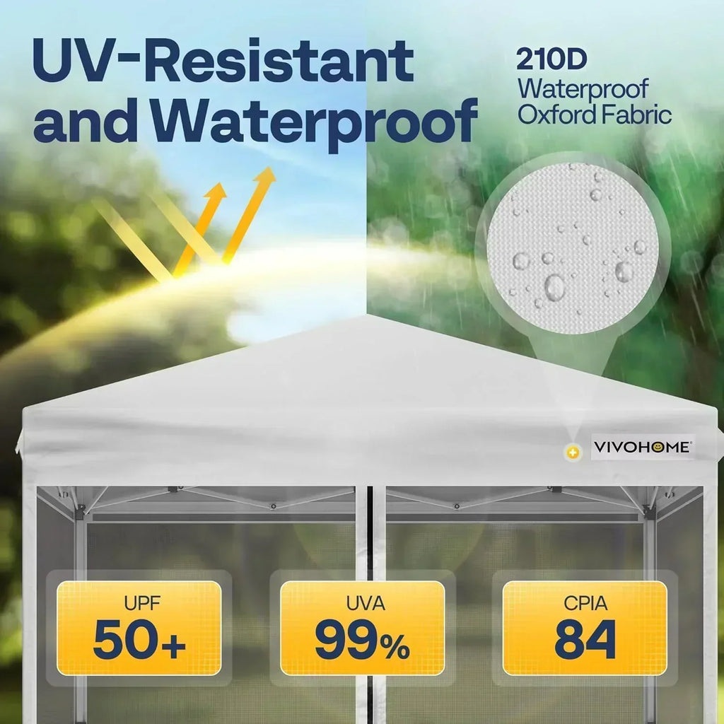10x10ft Easy Pop-Up Canopy Outdoor Screen Tent with Mosquito Netting 2 Zipper Doors Roller Bag wourant