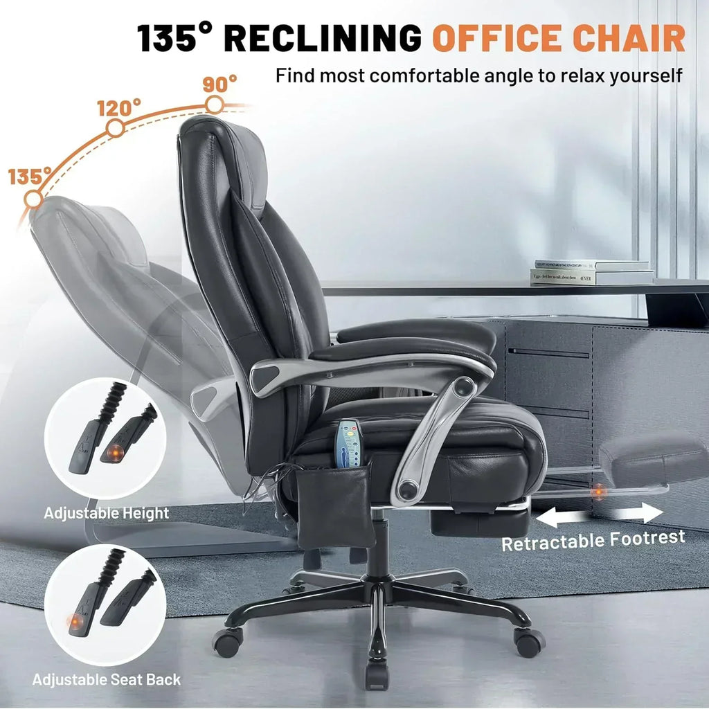 Massage Office Chair with Heating and Footrest Ergonomic Executive Reclining Office Chair wourant