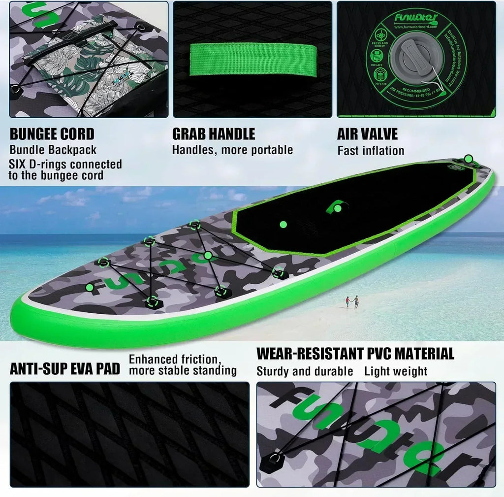 FunWater Inflatable Stand Up Paddle Board Premium SUP Paddle Accessories EVA Deck wourant