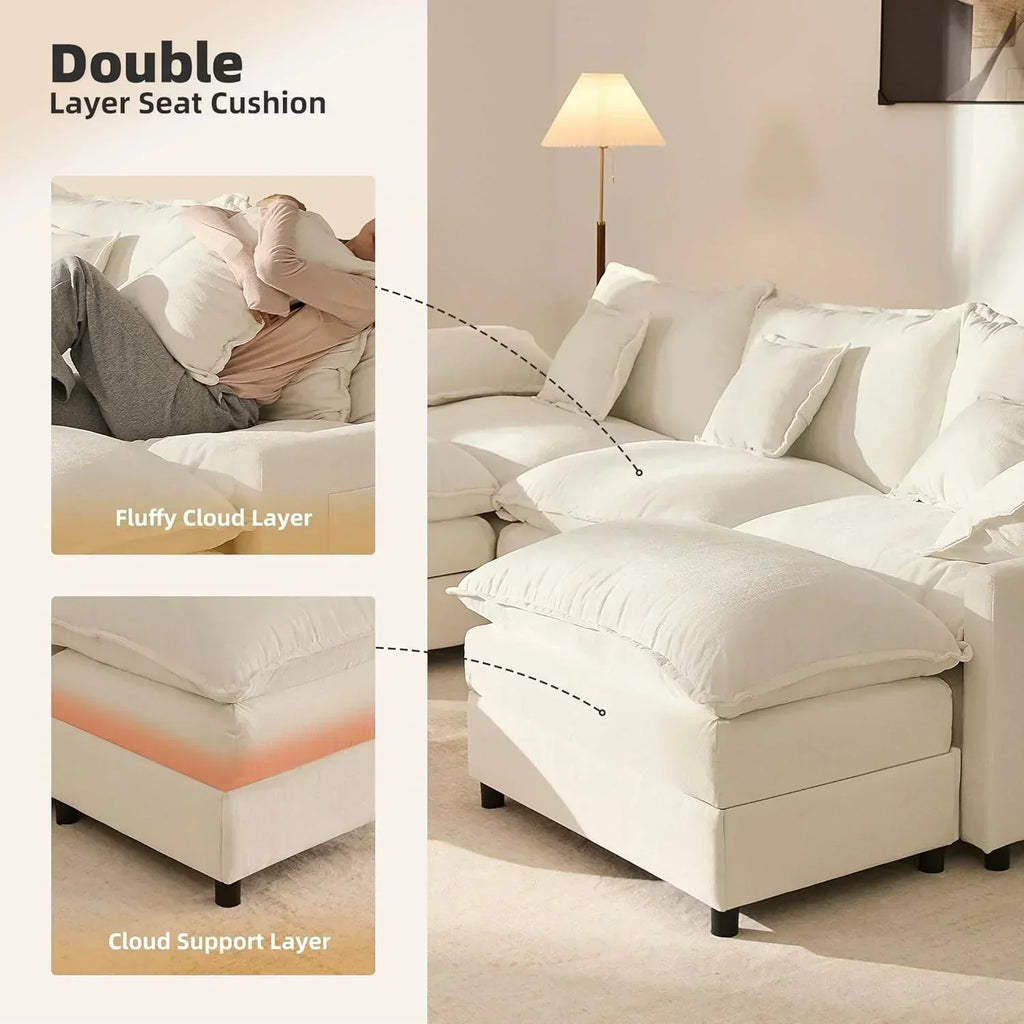 108" U-shaped sofa modular sofa Comfortable cloud sofa wourant