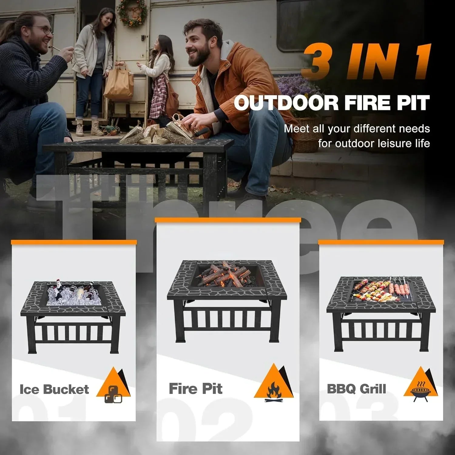 Devoko Outdoor Fire Pit 32 Inch Firepit Table Metal Outdoor Fireplaces with Waterproof Cover wourant