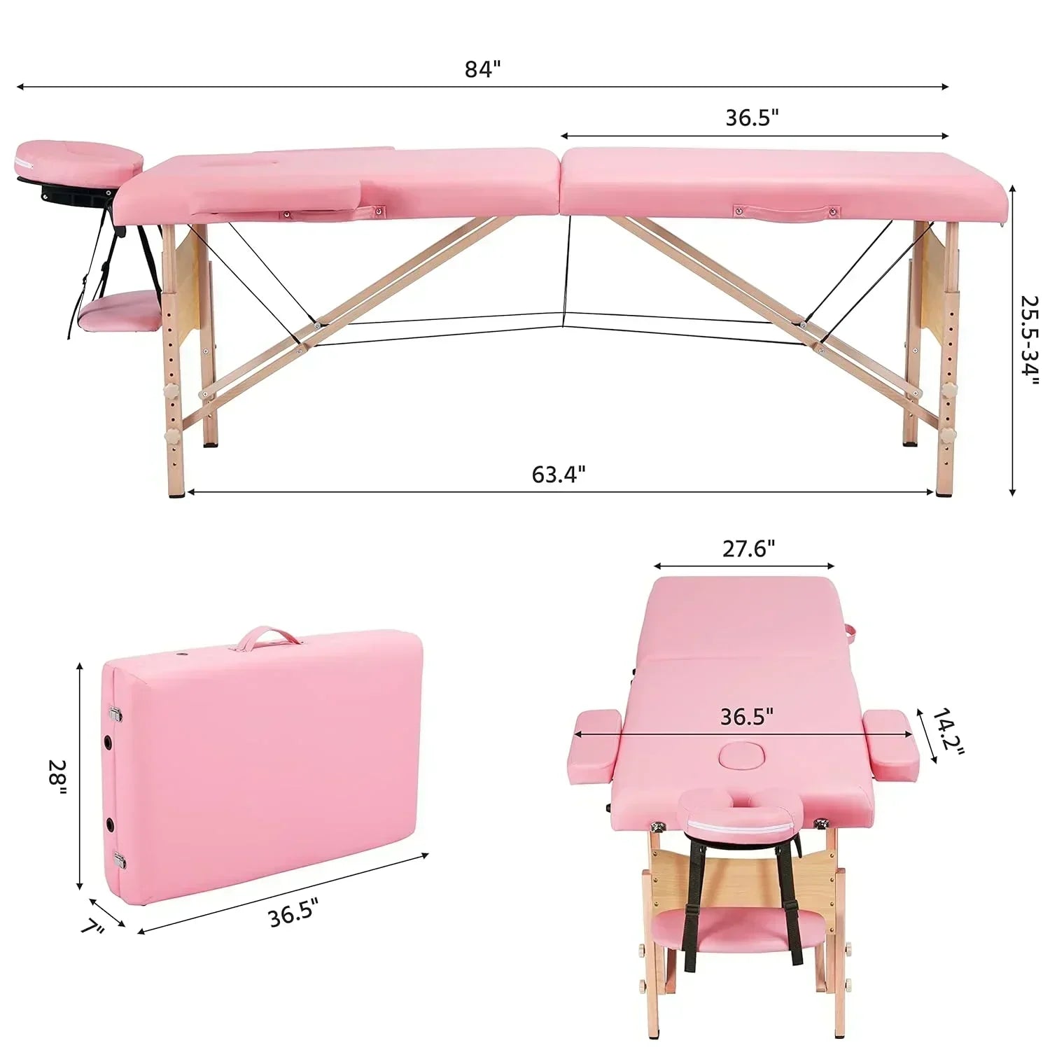 Yaheetech Massage Table Portable Lash Beds Spa Bed Massage Couch Foldable Spa Tables wourant