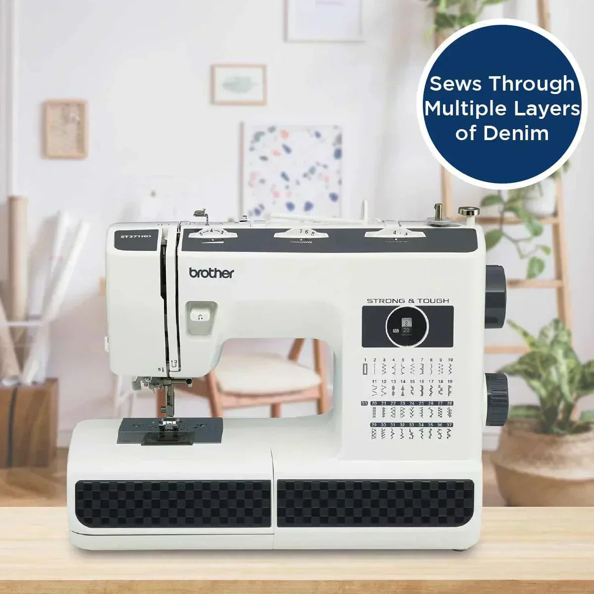 Sewing Machine, Strong Tough 37 Built-in Stitches Free Arm Option 6 Included Feet wourant
