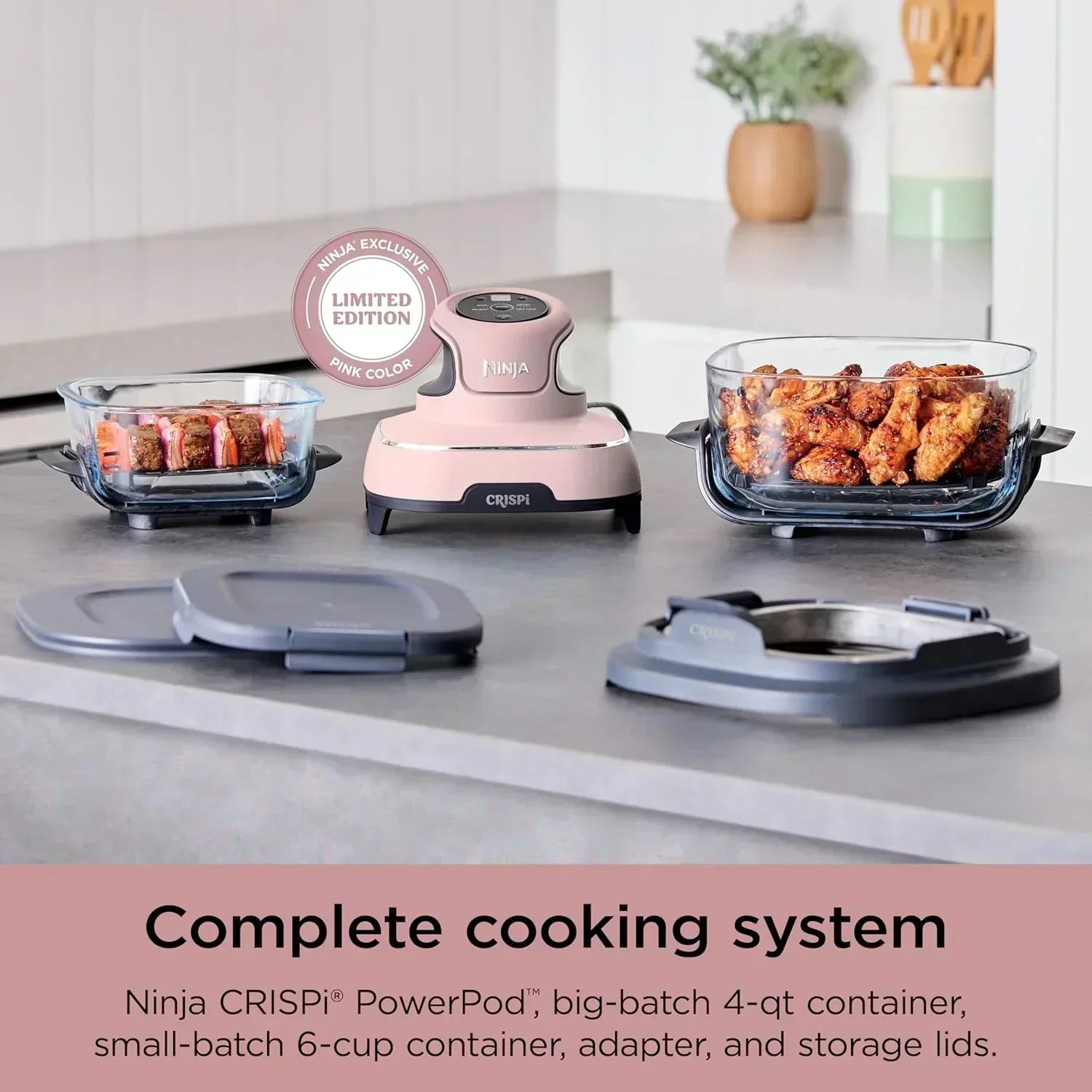 Ninja Crispi 4 in 1 Portable Glass Air Fryer Cooking System 4QT 6 Cup TempWare Glass Containers wourant