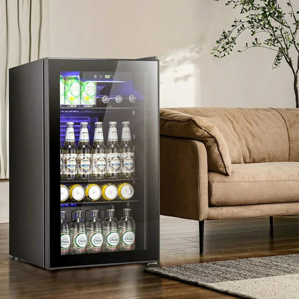 Antarctic Star Beverage Refrigerator Cooler 68 Can Mini Fridge with Glass Door for Beer Drinks Wine wourant