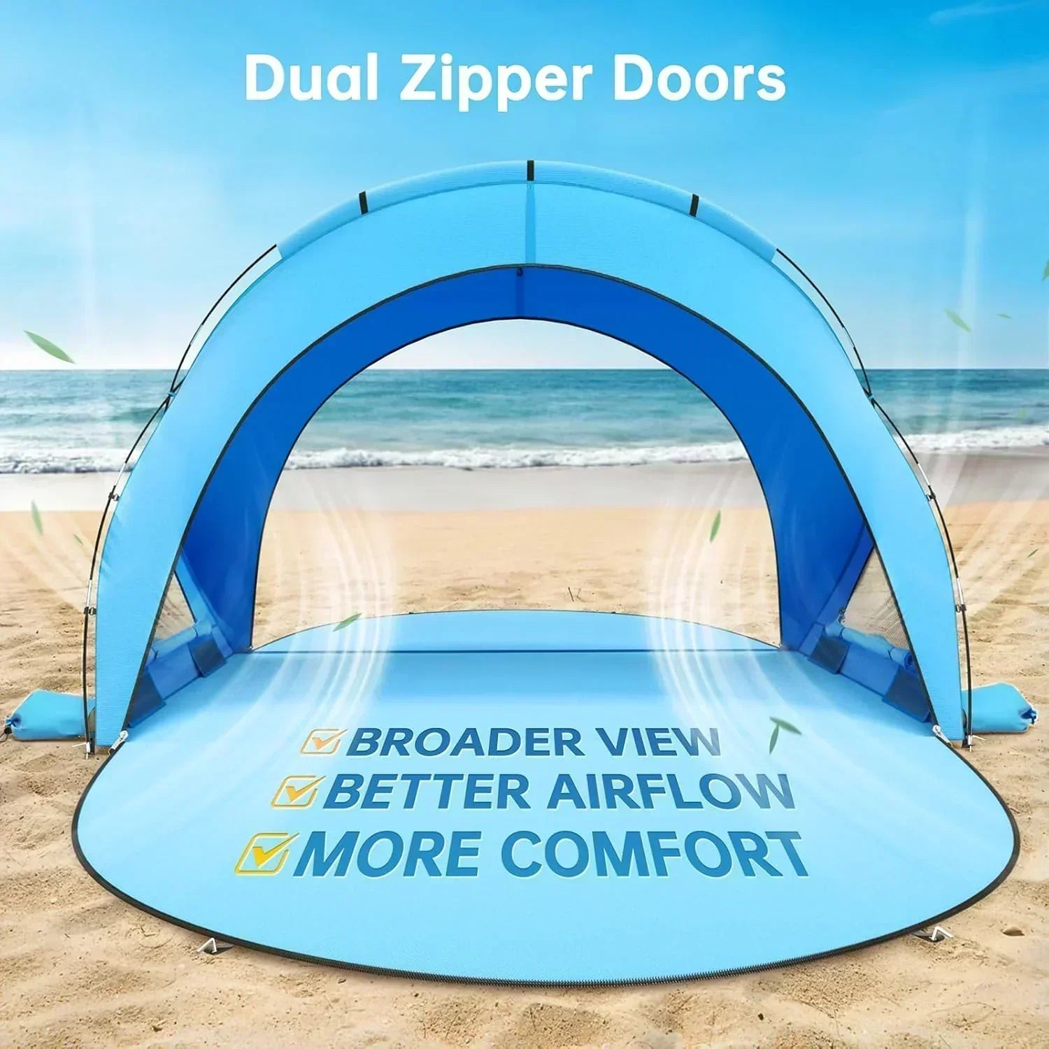 Beach Tent Sun Shelter Beach Shade Tent with UPF50+ UV Protection Beach Sun Shelter Beach Shade wourant