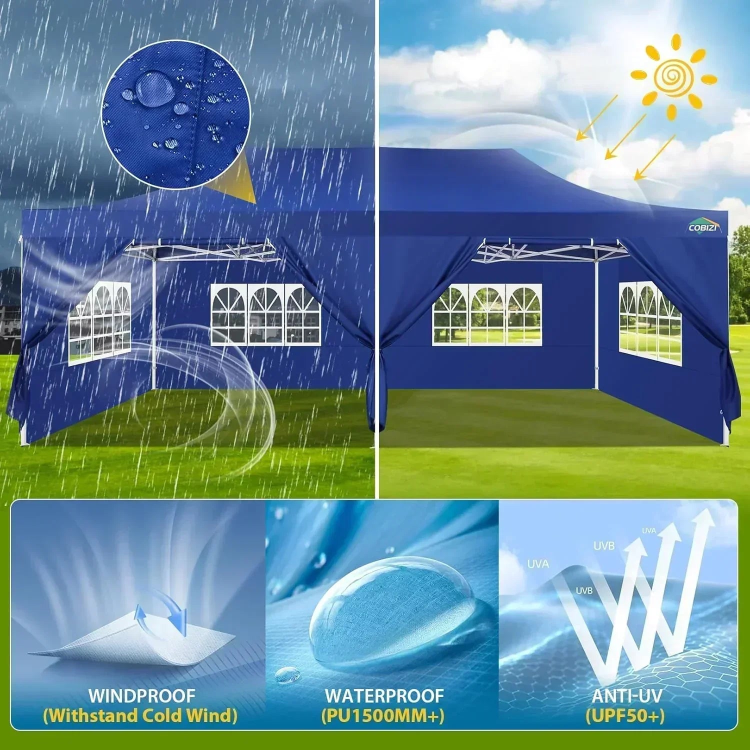 COBIZI 10x20 Heavy Duty Pop up Canopy Tent 6 sidewalls Commercial Canopy Wedding Party Tents wourant