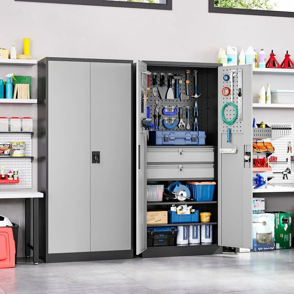 Yizosh Metal Garage Storage Cabinet with Locking Doors Heavy Duty Steel Tool Cabinet wourant