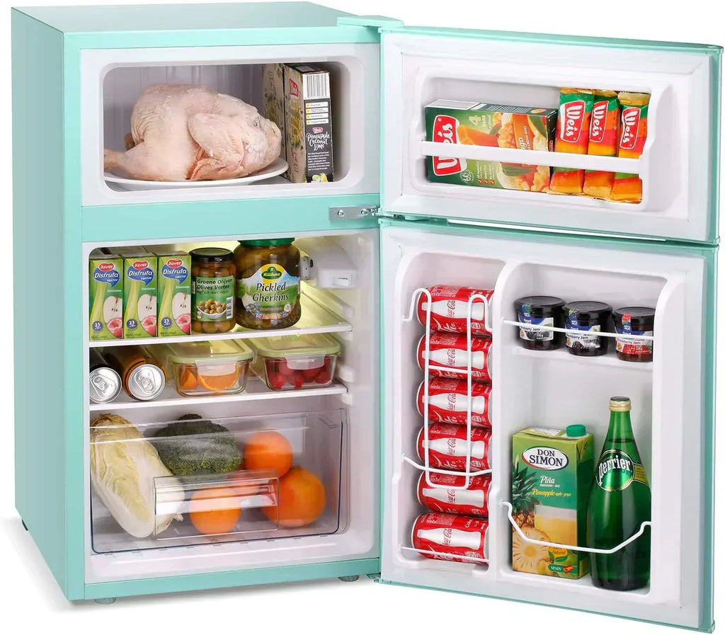 Antarctic Star Compact Mini Refrigerator Separate Freezer Small Fridge Double 2-Door wourant