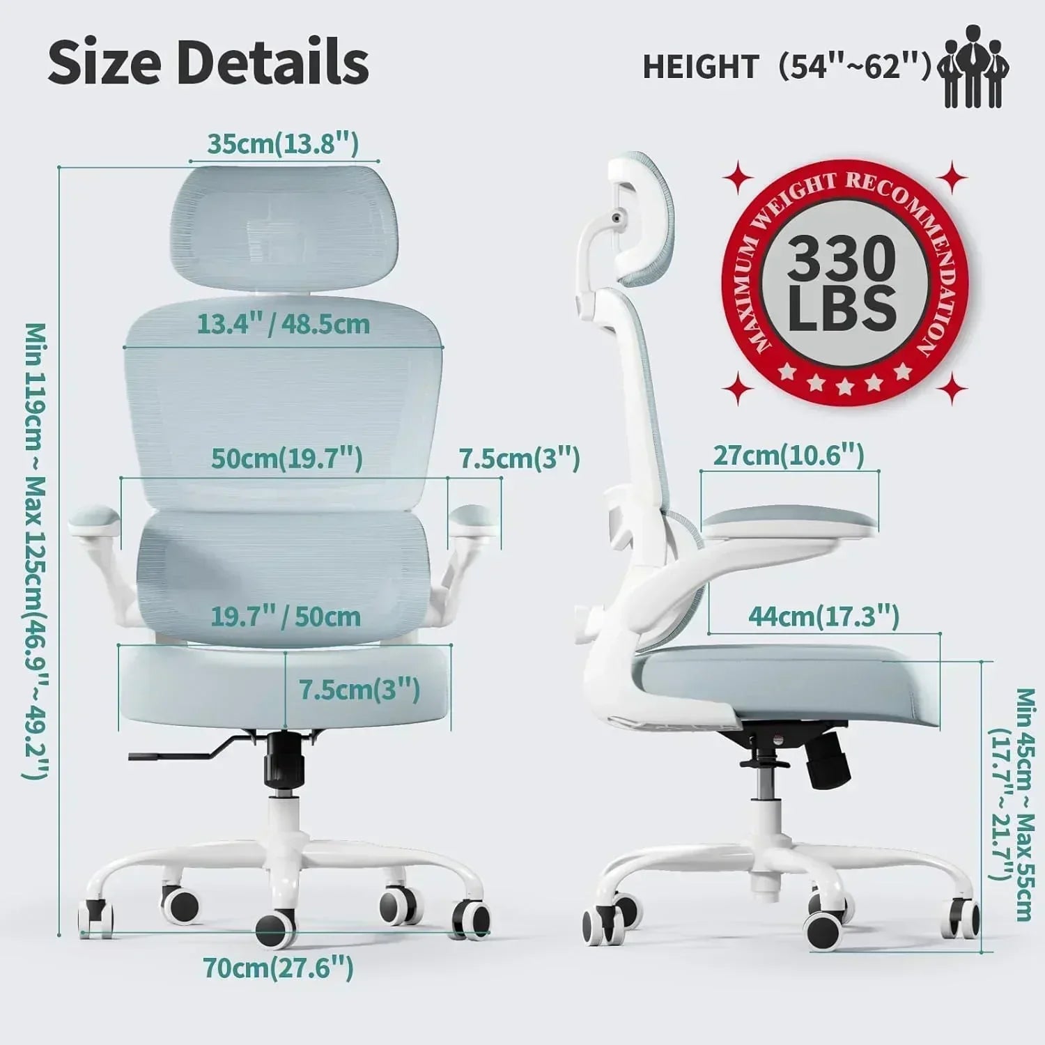 Office Chair Ergonomic Desk Chair 330 lbs Home Mesh Desk Chair Comfortable Gaming Chair wourant
