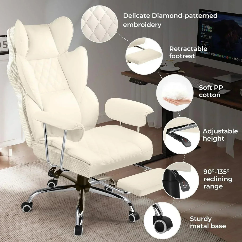 Large high back office chair high back leather gaming chair with footrest wourant