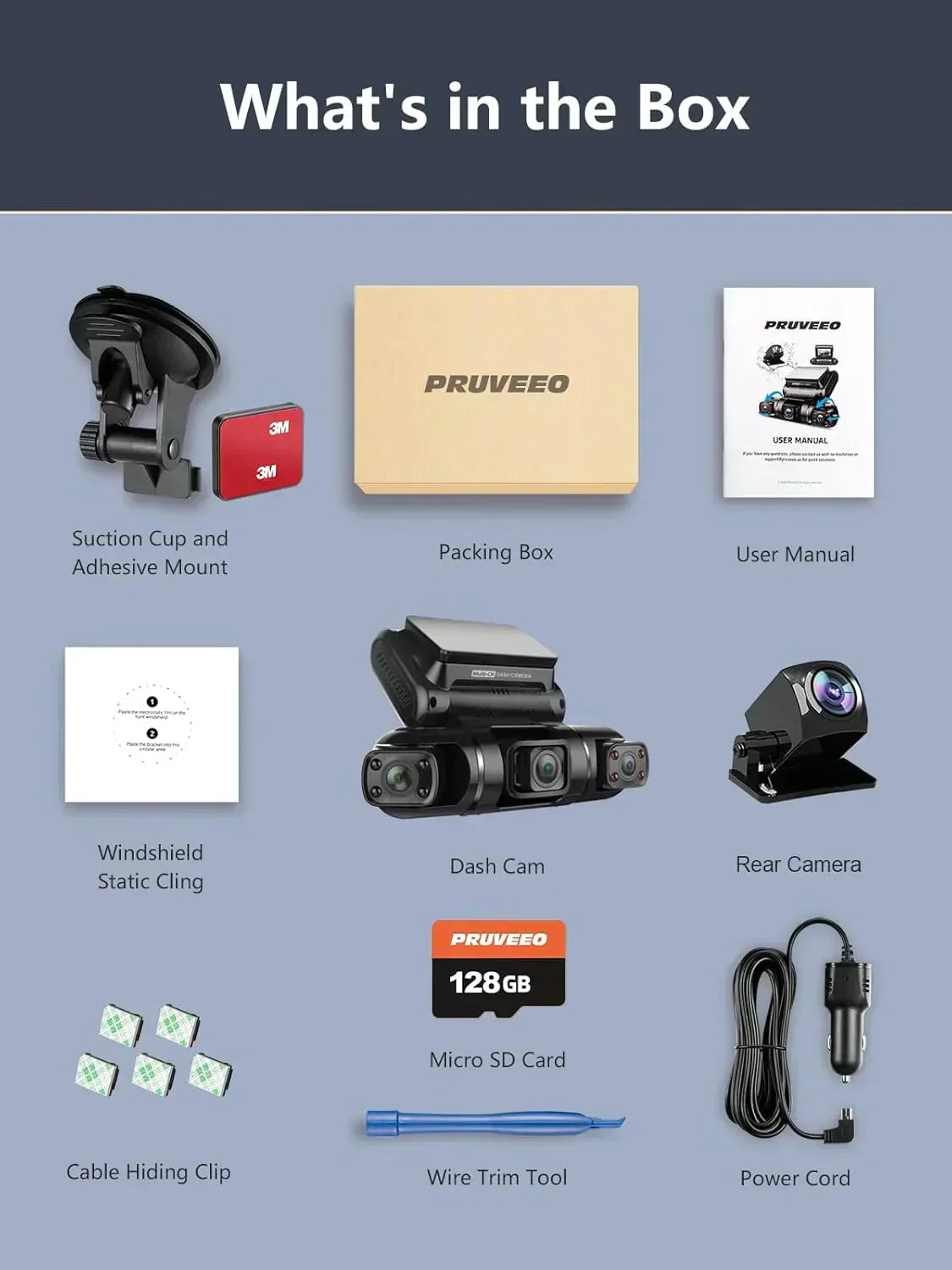 PRUVEEO 360-degree view car dash cam built-in GPS WiFi recording parking mode monitor wourant