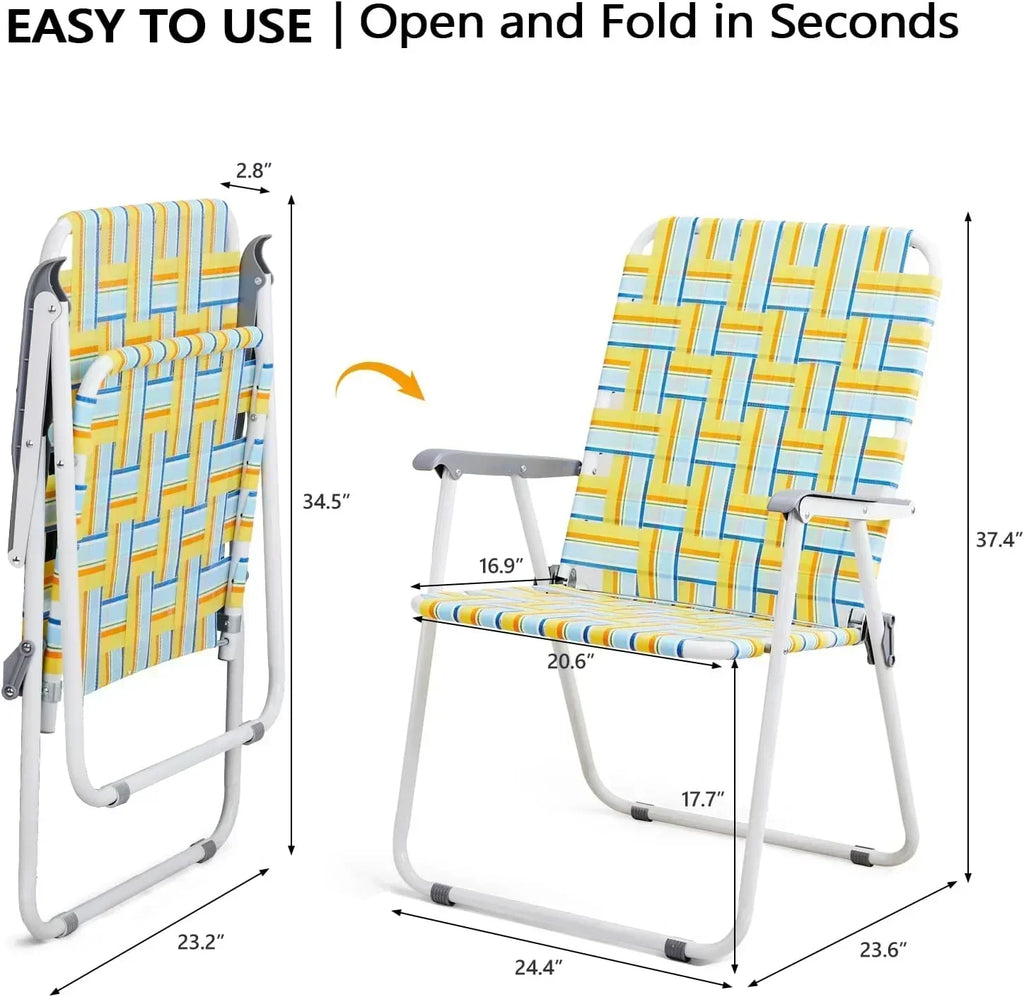 VINGLI Patio Lawn Webbed Folding Chairs Set of 2 Outdoor Beach Portable Lawn Chair wourant