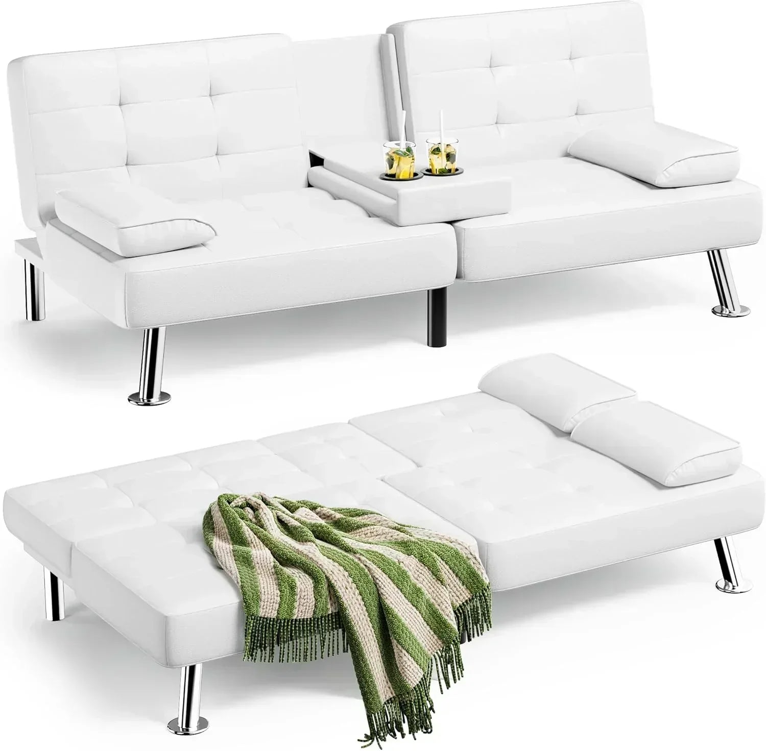 Homall Futon Sofa Bed Leather Futon Couch with Armrests Adjustable Recliner Sleeper Sofa Bed wourant