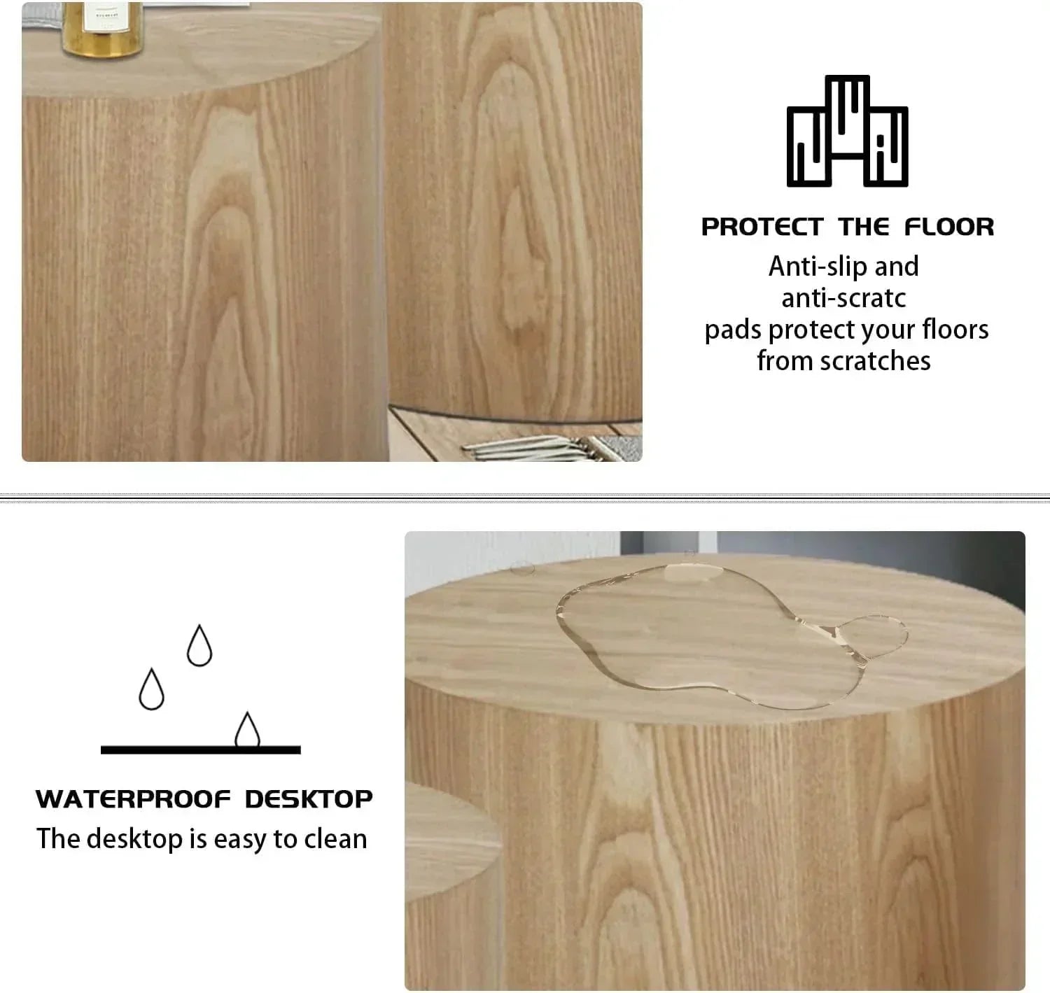 Nesting Coffee Table Set of 2 Modern Round Coffee Table with Non-Slip Feet Circle Accent Tables wourant