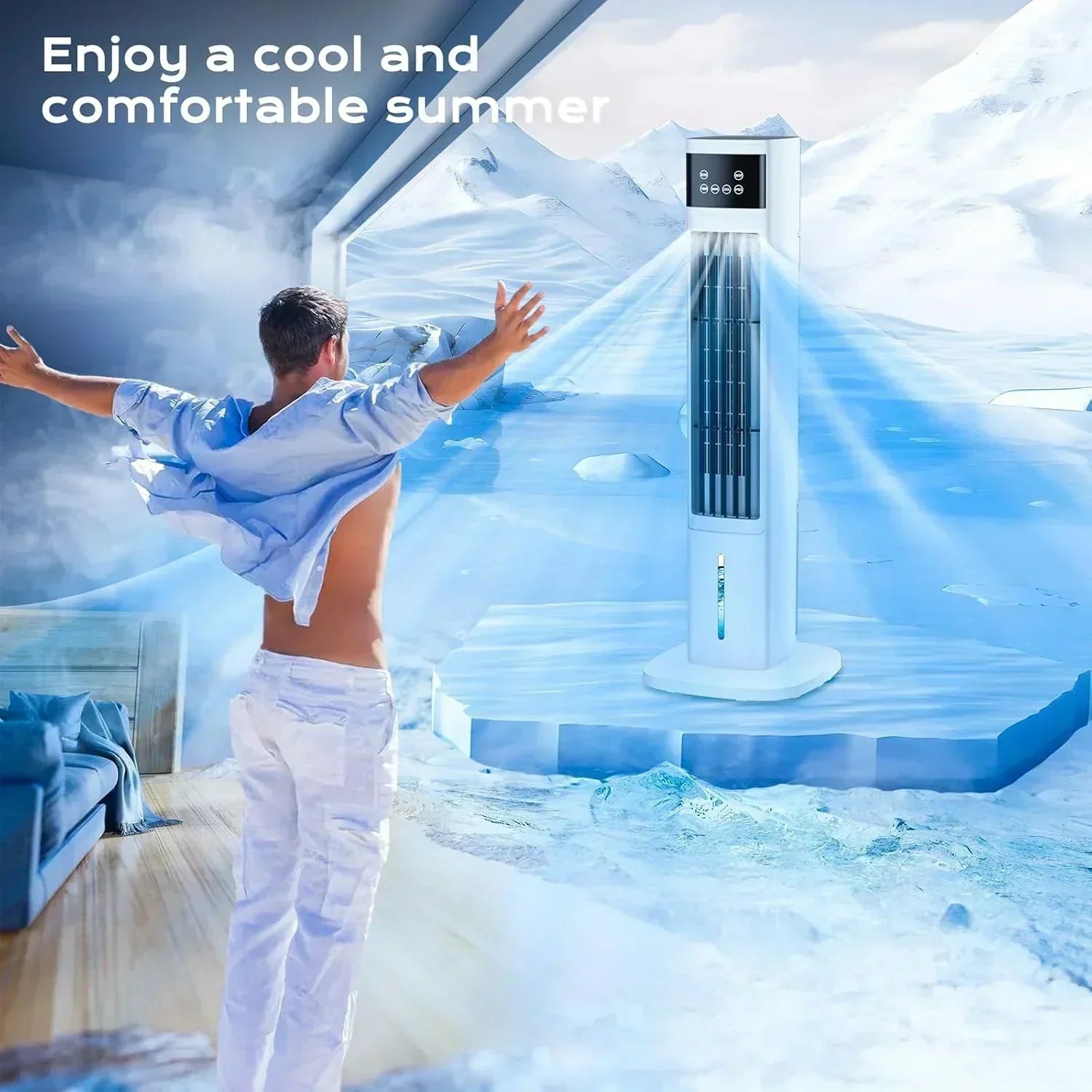 Evaporative Air Cooler 3-in-1 Portable Air Conditioners 4 Modes 3 Speeds Fast Cooling Portable wourant