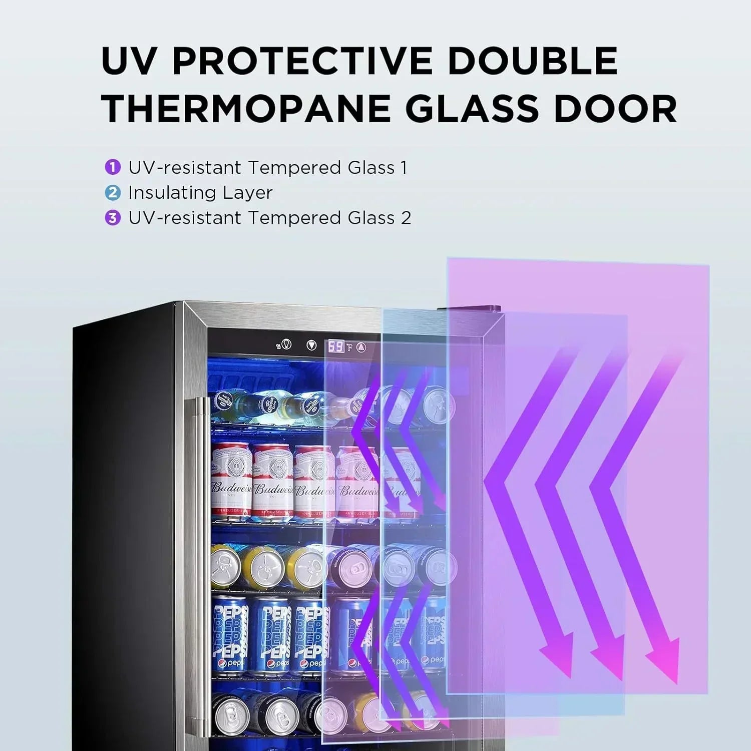 Mini Fridge 130 Can Beverage Refrigerator Cooler Drink Fridge Adjustable Temperature Control wourant