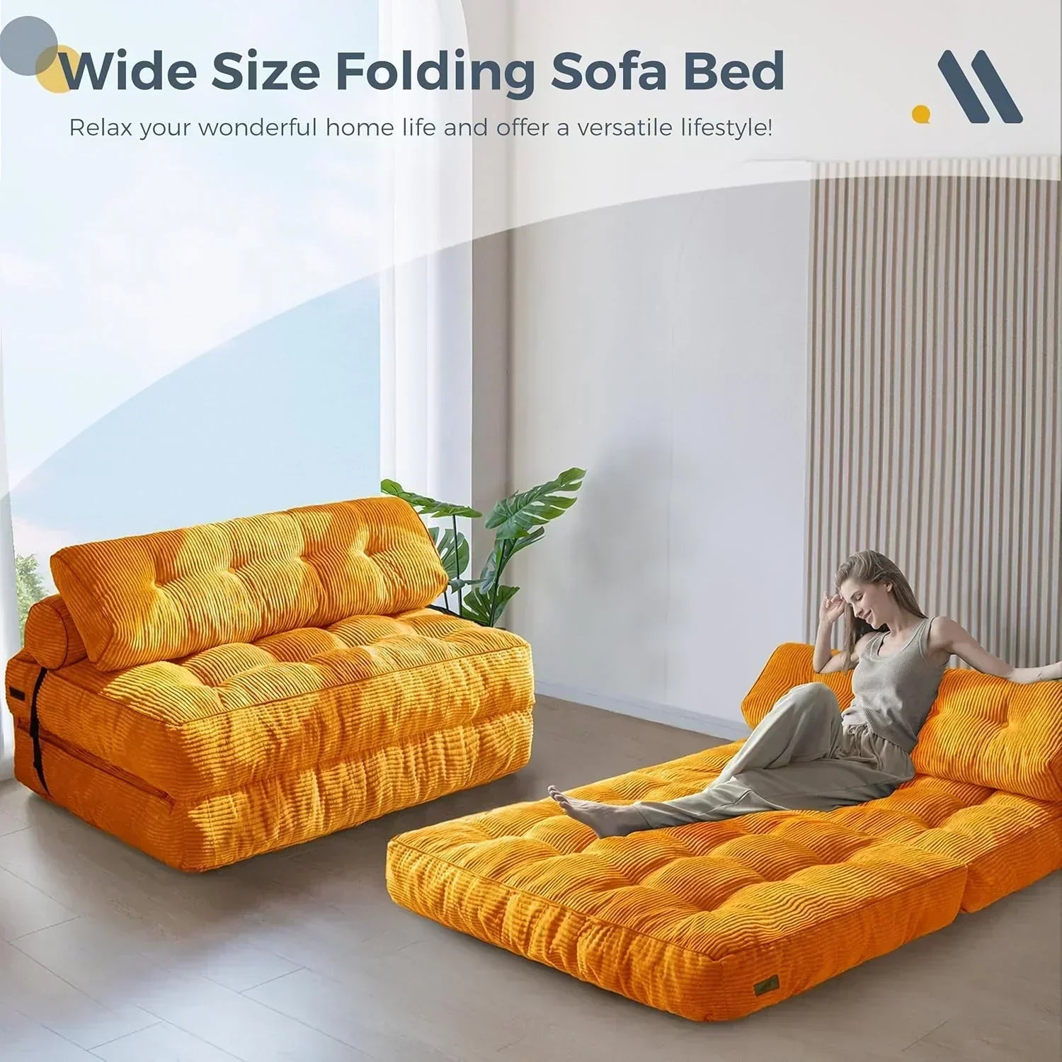 MAXYOYO Folding Sofa Bed Convertible Sleeper Chair with Pillow Foldable Mattress with Back Support wourant