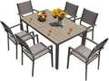 Homall Patio Dining Set 7 Pieces Outdoor Furniture Table and 6 Textilene Chairs Light Grey wourant