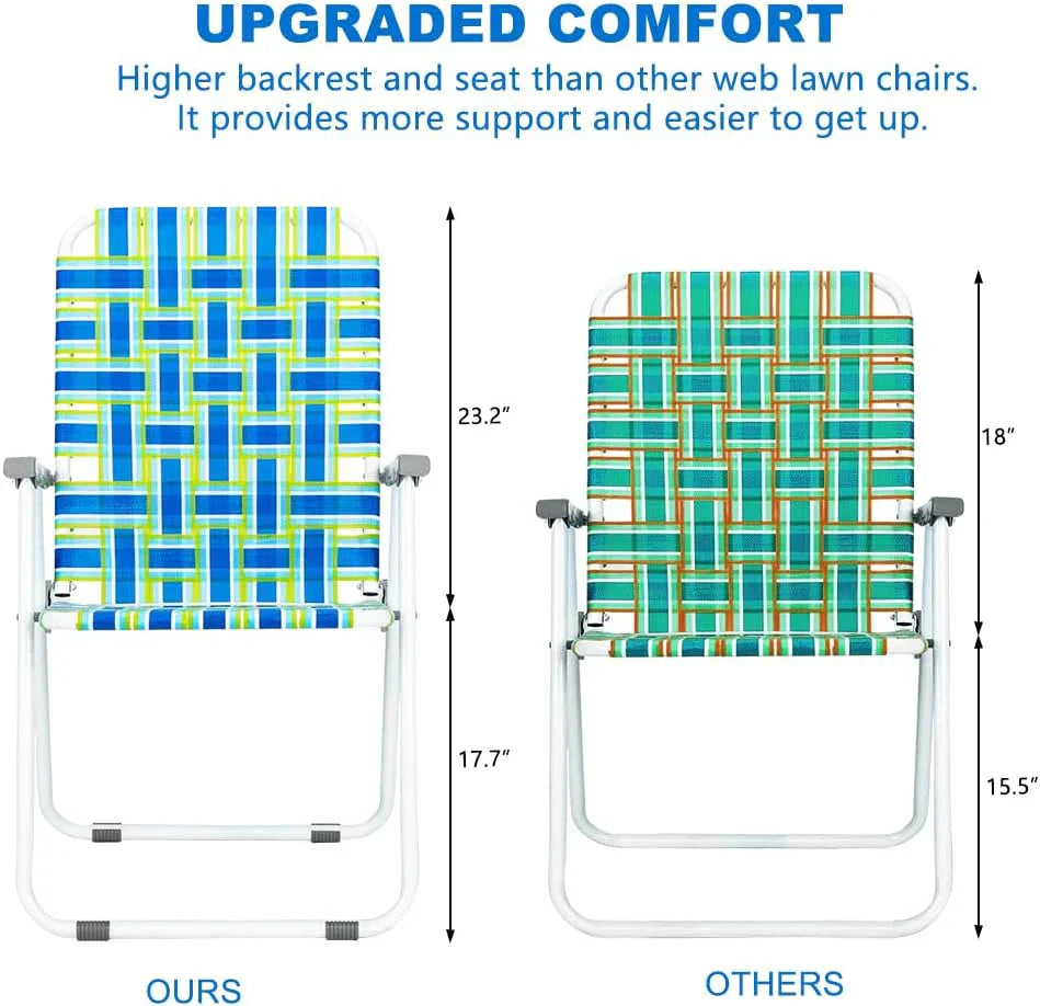 VINGLI Patio Lawn Webbed Folding Chairs Set of 2 Outdoor Beach Portable Lawn Chair wourant
