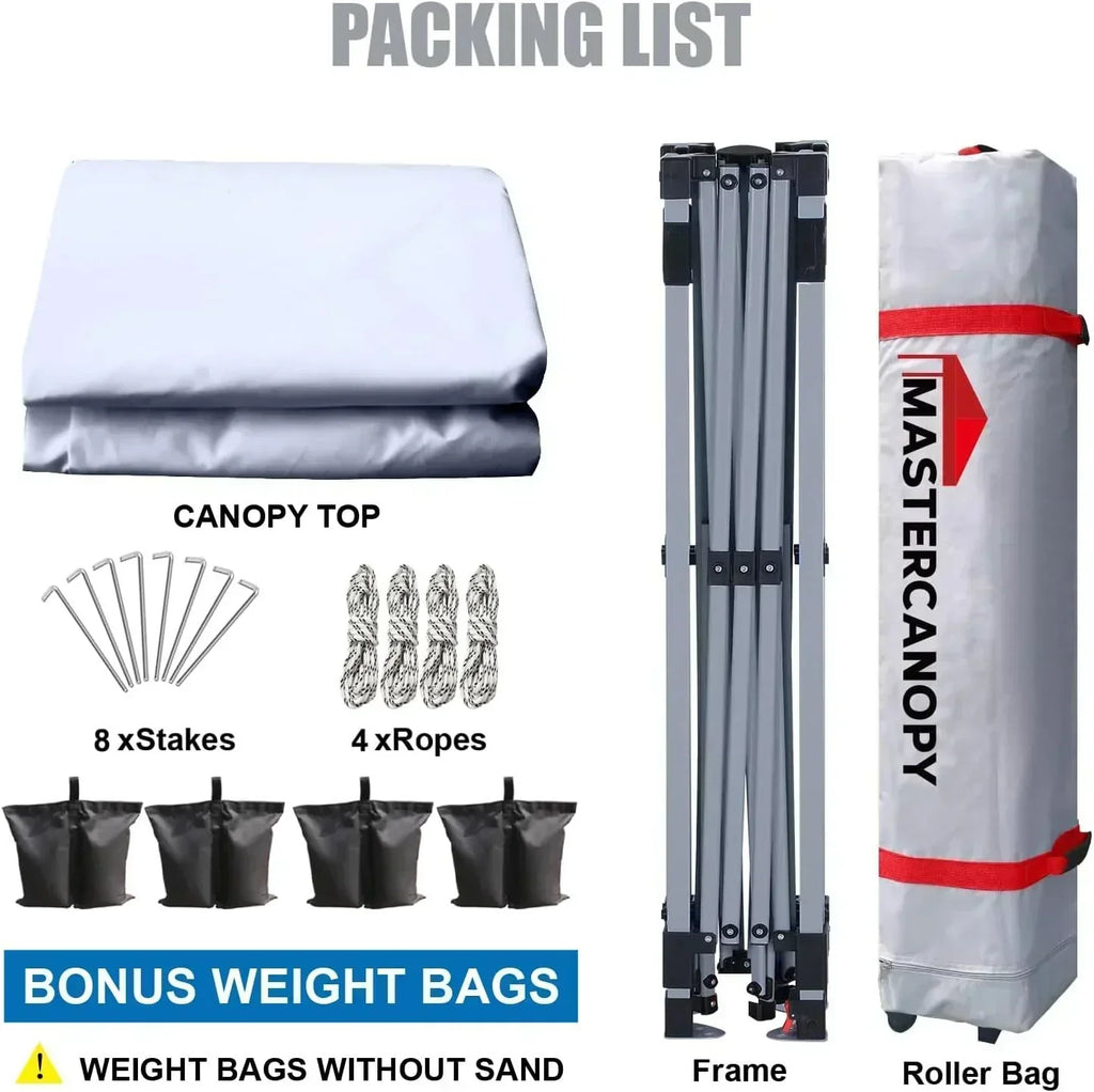Durable Pop-up Canopy Tent with Roller Bag (10x10 Black) wourant