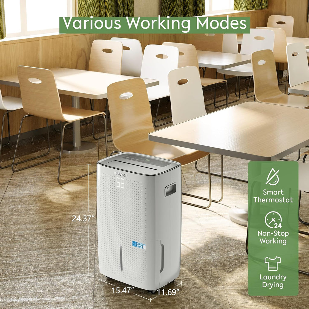 Waykar 2000 Sq Ft Dehumidifier for Home and Basements with Auto or Manual Drainage wourant