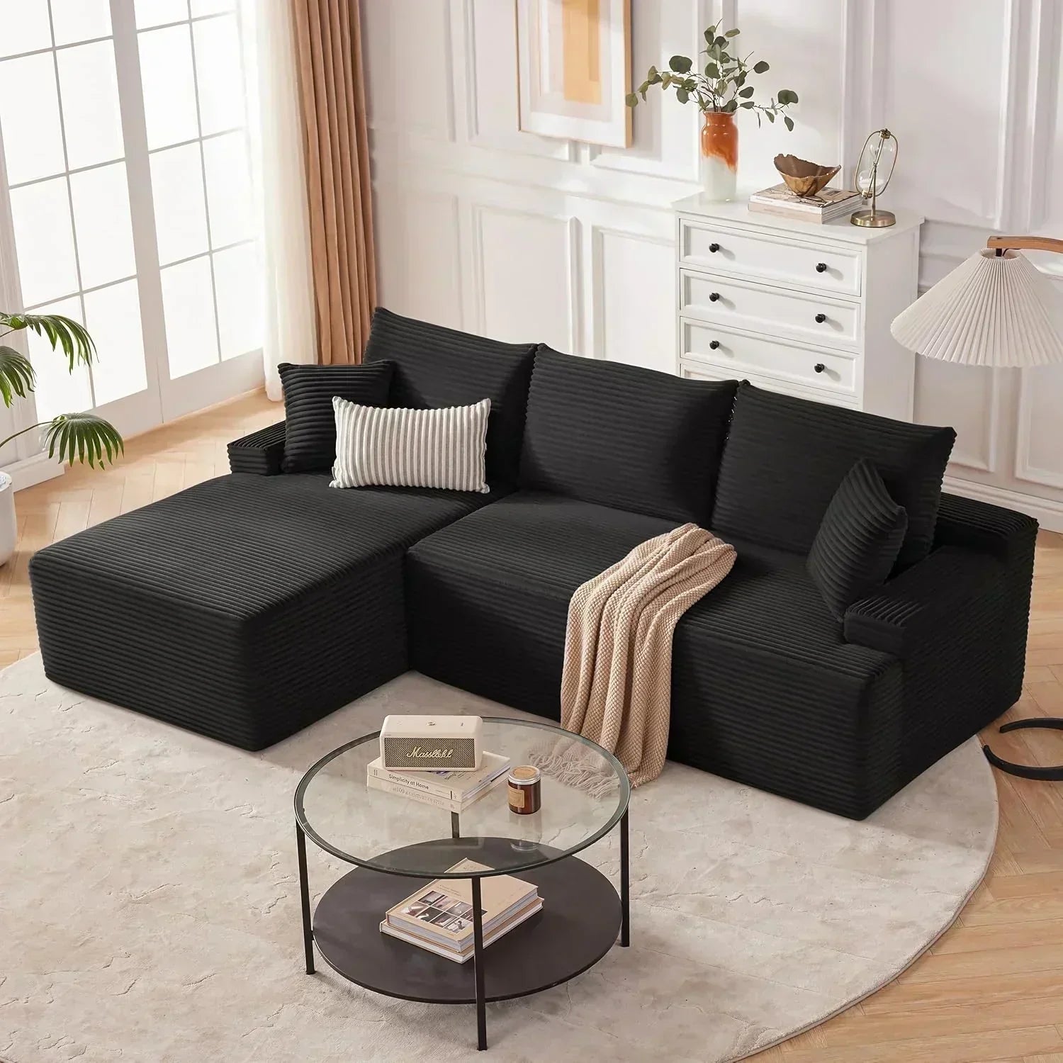 110-inch cloud sofa boneless sofa in the living room modular sofa with deep seats wourant