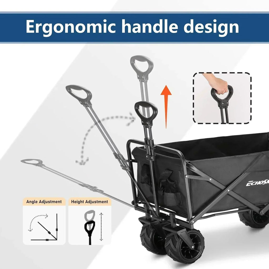 Heavy Duty 350 lb Capacity Foldable Caravan Outdoor Folding Camping Caravan Portable Grocery Cart wourant