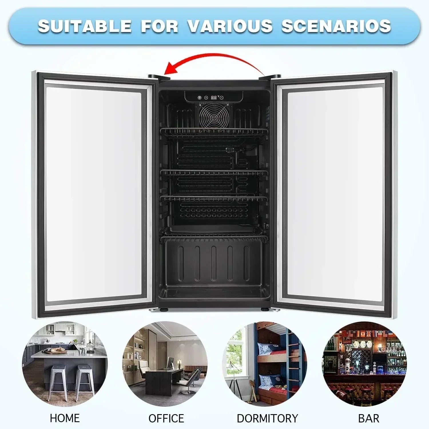 Antarctic Star Beverage Refrigerator Cooler 68 Can Mini Fridge with Glass Door for Beer Drinks Wine wourant