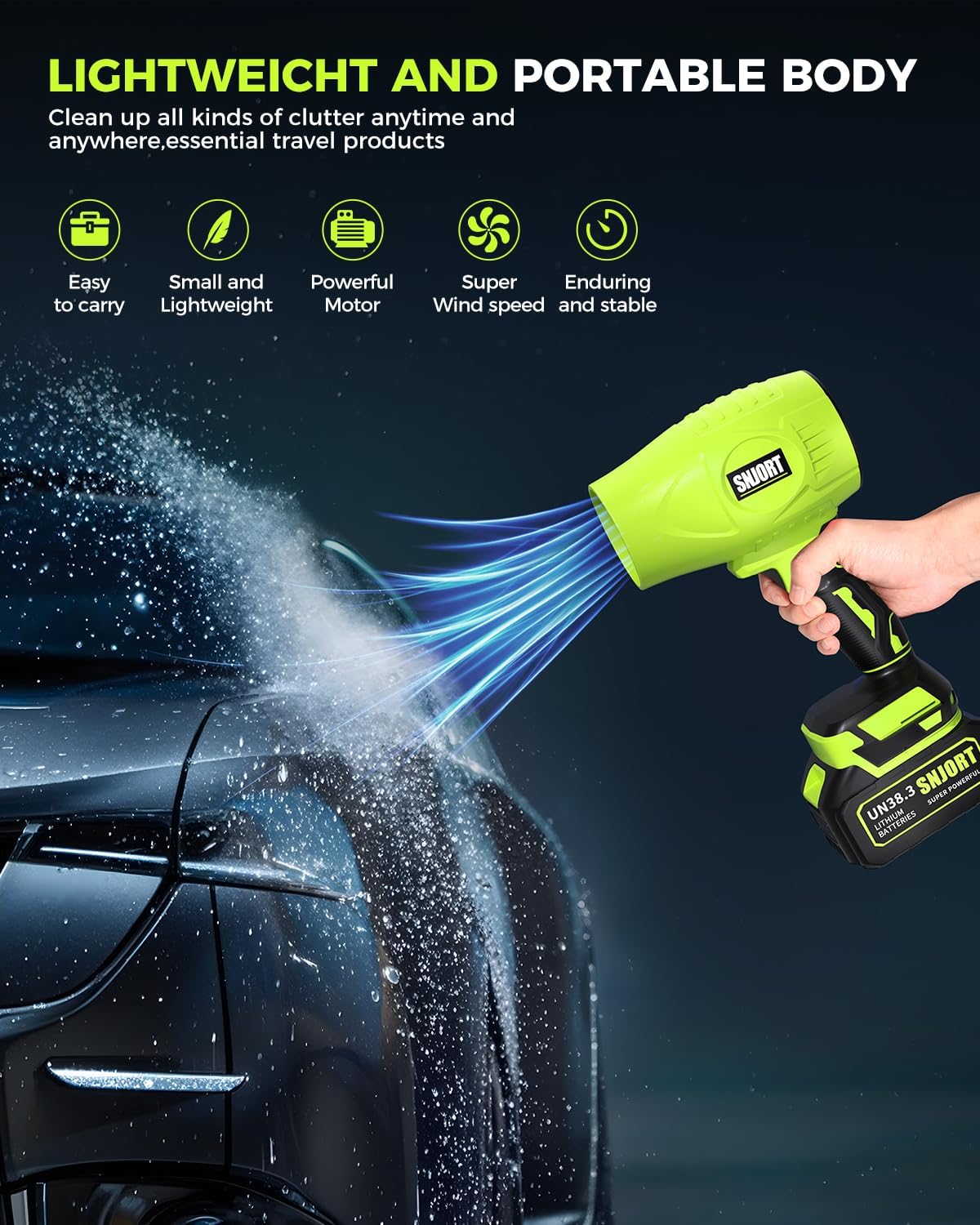 Leaf Blower Cordless with Battery and Charger Extended Nozzle Lightweight Handheld Design wourant