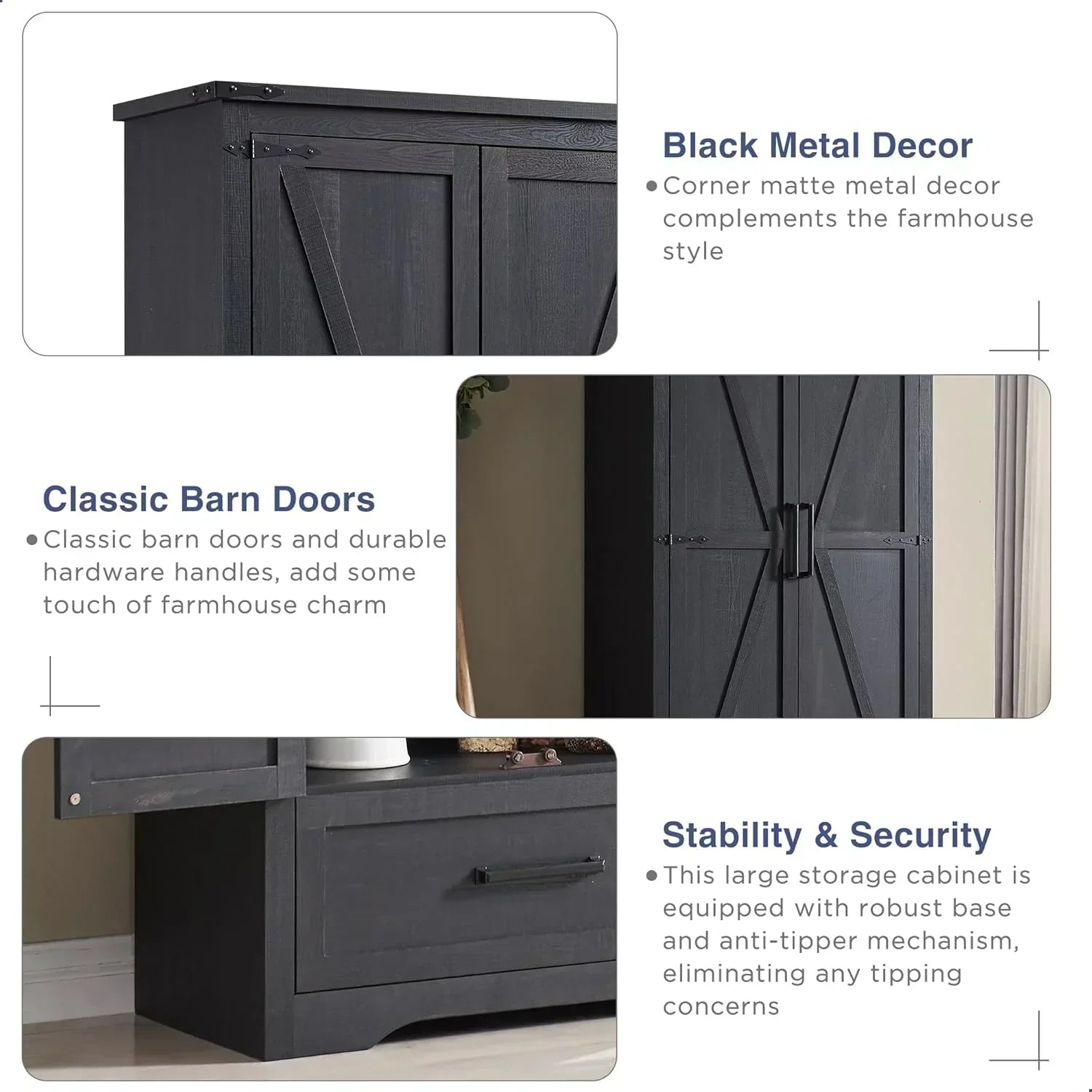JXQTLINGMU Farmhouse Kitchen Pantry 72" Tall Wood Kitchen Storage Cabinet Adjustable Shelves wourant