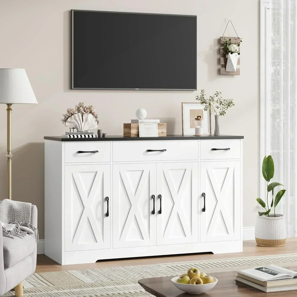 Sideboard with drawers large 55-inch sideboard modern farmhouse wood kitchen dining table wourant