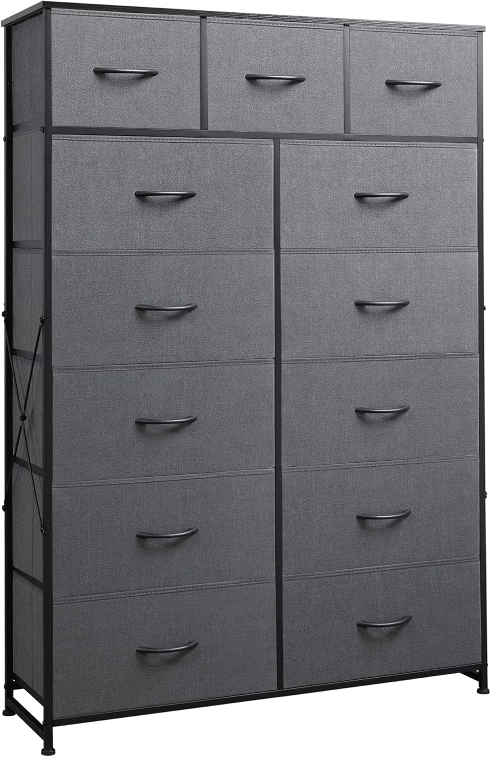 WLIVE Storage Organizer Unit with 13 Fabric Bins Storage Drawers Organizer with Steel Frame wourant