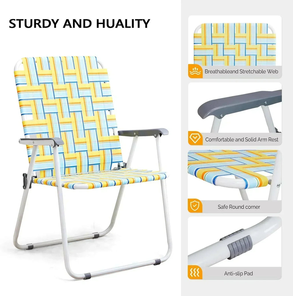 VINGLI Patio Lawn Webbed Folding Chairs Set of 2 Outdoor Beach Portable Lawn Chair wourant