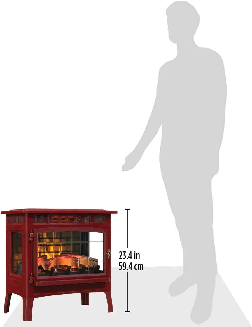 Freestanding Electric Fireplace Stove Heater with 3D Flame Effect for 1000 Sq. Ft wourant
