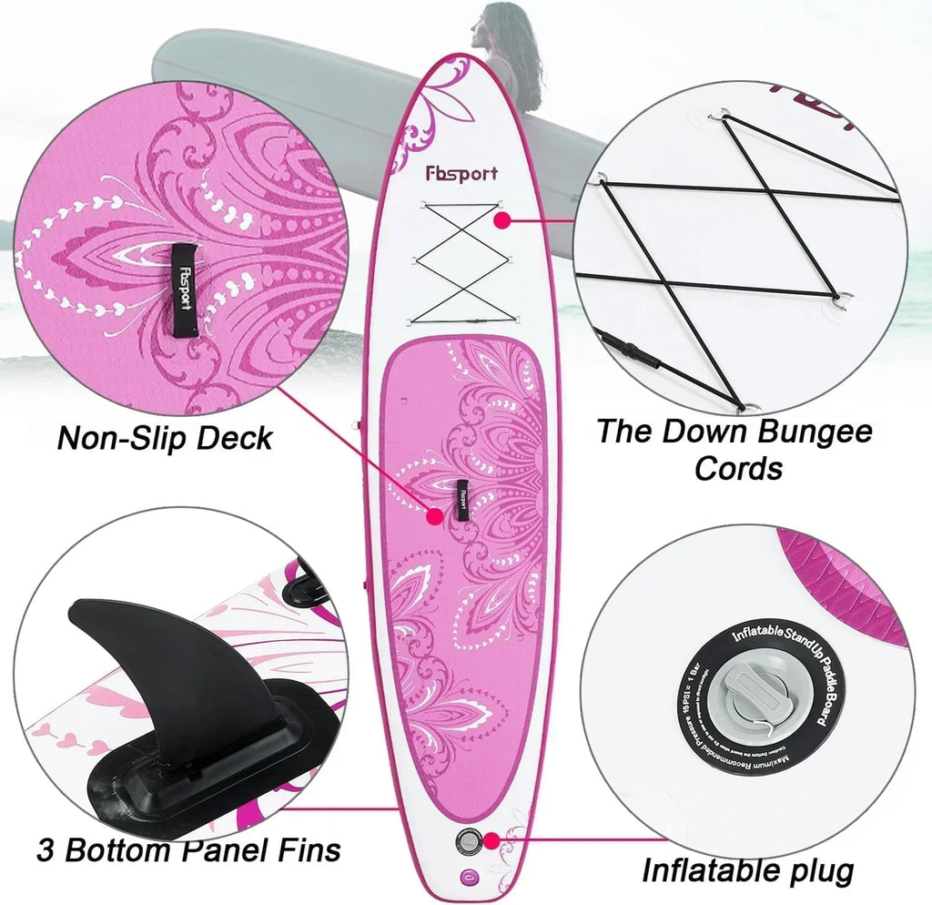 FBSPORT 11' Premium Stand Up Paddle Board Yoga Board with Durable SUP Accessories Carry Bag wourant