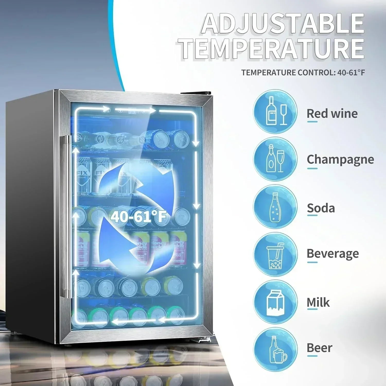Antarctic Star Beverage Refrigerator Cooler 68 Can Mini Fridge with Glass Door for Beer Drinks Wine wourant