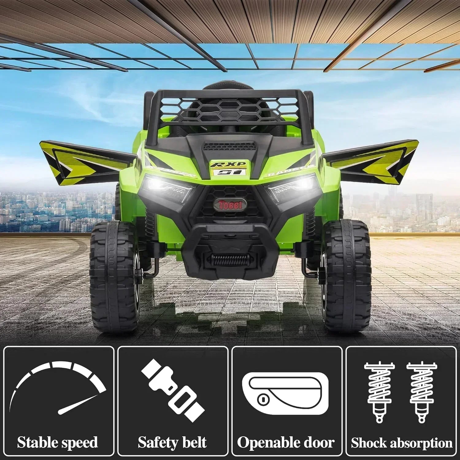 TOBBI 12V Kids Ride on Car Electric Off-Road UTV Truck with Diverse Functions Double Open Doors wourant